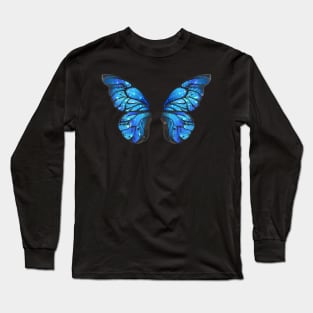 Blue Butterfly Wings Long Sleeve T-Shirt